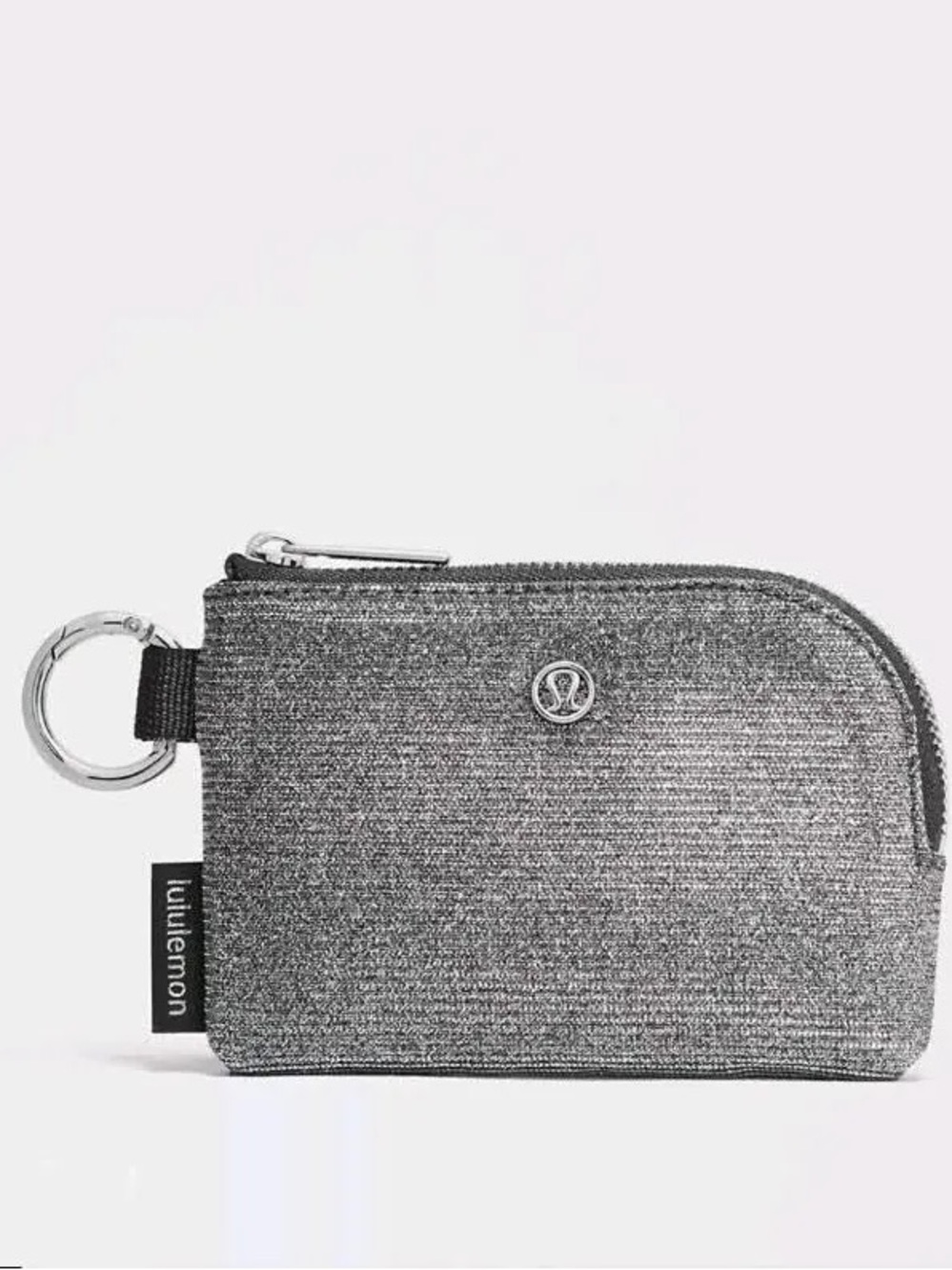 lululemon Glitter Black Silver Clippable Card Pouch
